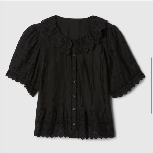 Gap x DOEN Black Eyelet Shirt in size large - Picture 4 of 7